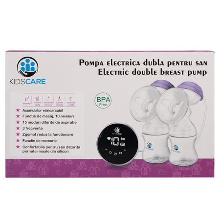 Pompa de san electrica dubla cu acumulator, cu functie de masaj si 15 niveluri de aspiratie Kidscare KC134, image 5