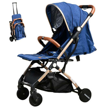 Carucior sport usor S-16 Crocodile Dark Blue 0- 36 luni 180 grade inclinare deplasabil ca troler in varianta pliata, image 1